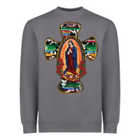 Storm Our Lady Of Guadalupe Cross Heavyweight Sweatshirt - RanaPortraitStore