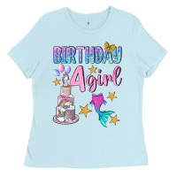 Baby Blue birthday girl 4 Ladies Tee - BundleAndBundleShop