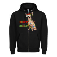 Black merry and bright chihuahua Zipper Hoodie - RanaPortraitStore