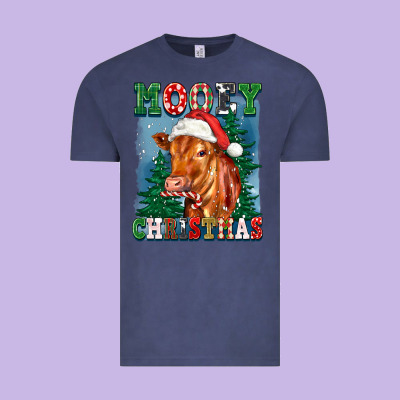 Mooey Christmas Heifer Vintage Tee Designed By Fadigitalartstudio