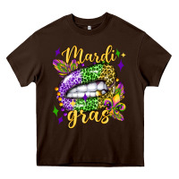 Chocolate Brown mardi gras with  lip olivia Heavy Core Tee - OliviaCreatesArt