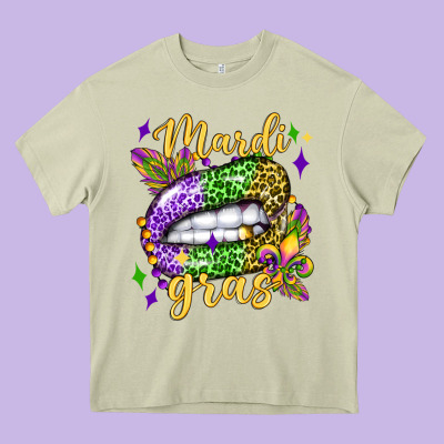 Mardi Gras With  Lip Olivia Heavy Core Tee Designed By Oliviacreatesart