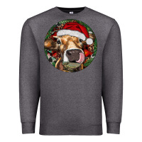 Charcoal Heather Hereford Cow Christmas Premium Sweatshirt - RanaPortraitStore