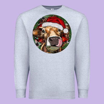 Hereford Cow Christmas Premium Sweatshirt Designed By Ranaportraitstore