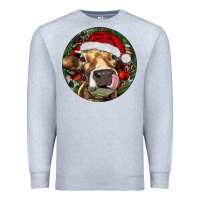 Heather Grey Hereford Cow Christmas Premium Sweatshirt - RanaPortraitStore