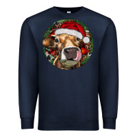 Navy Hereford Cow Christmas Premium Sweatshirt - RanaPortraitStore