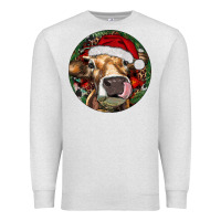 Oatmeal Heather Hereford Cow Christmas Premium Sweatshirt - RanaPortraitStore