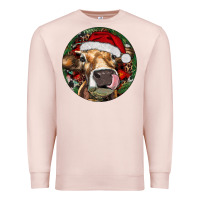 Pale Pink Hereford Cow Christmas Premium Sweatshirt - RanaPortraitStore