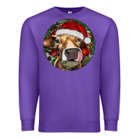 Purple Hereford Cow Christmas Premium Sweatshirt - RanaPortraitStore