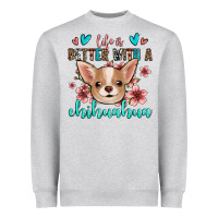 Heather Grey life is better with a chihuahua Heavyweight Sweatshirt - Jasminsmagicworld