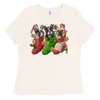 Bone french bulldog with christmas socks Ladies Tee - FaDigitalArtStudio
