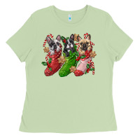 Matcha french bulldog with christmas socks Ladies Tee - FaDigitalArtStudio