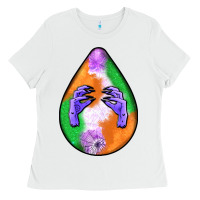 White halloween hands teardrop Ladies Tee - BundleAndBundleShop