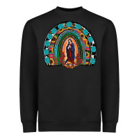 Black Lady Of Guadalupe Rainbow Heavyweight Sweatshirt - RanaPortraitStore