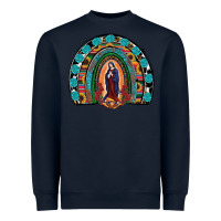 Navy Lady Of Guadalupe Rainbow Heavyweight Sweatshirt - RanaPortraitStore