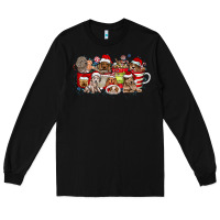 Black Christmas Dog Coffee Long Sleeve Tee - CowhideDigitalArt