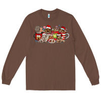 Chestnut Christmas Dog Coffee Long Sleeve Tee - CowhideDigitalArt