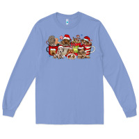Colony Blue Christmas Dog Coffee Long Sleeve Tee - CowhideDigitalArt