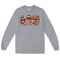 Heather Grey Christmas Dog Coffee Long Sleeve Tee - CowhideDigitalArt