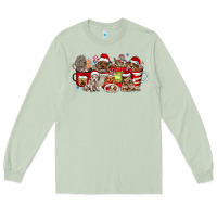 Matcha Christmas Dog Coffee Long Sleeve Tee - CowhideDigitalArt