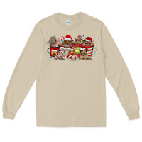 Mushroom Christmas Dog Coffee Long Sleeve Tee - CowhideDigitalArt