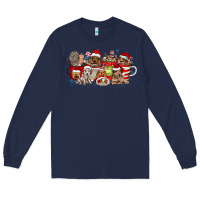 Navy Christmas Dog Coffee Long Sleeve Tee - CowhideDigitalArt