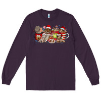 Plum Christmas Dog Coffee Long Sleeve Tee - CowhideDigitalArt