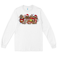 White Christmas Dog Coffee Long Sleeve Tee - CowhideDigitalArt