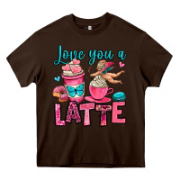 Chocolate Brown love you a latte Heavy Core Tee - OliviaCreatesArt