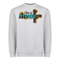 She Is Strong Western Cross Heavyweight Sweatshirt | Teevron