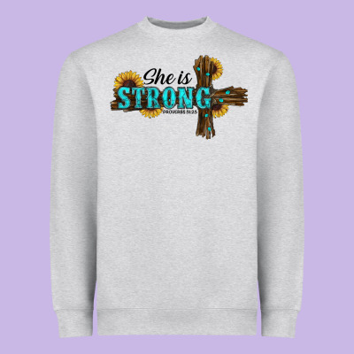 She Is Strong Western Cross Heavyweight Sweatshirt Designed By Ranaportraitstore