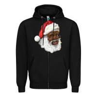 Black african american santa Zipper Hoodie - RanaPortraitStore