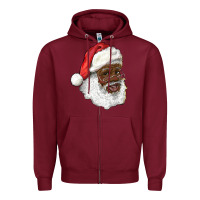 Burgundy african american santa Zipper Hoodie - RanaPortraitStore