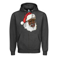 Charcoal Heather african american santa Zipper Hoodie - RanaPortraitStore