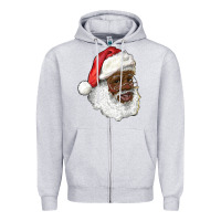 Heather Grey african american santa Zipper Hoodie - RanaPortraitStore