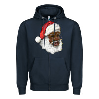 Navy african american santa Zipper Hoodie - RanaPortraitStore