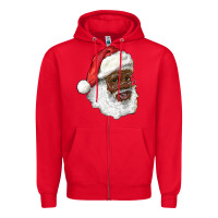 Red african american santa Zipper Hoodie - RanaPortraitStore