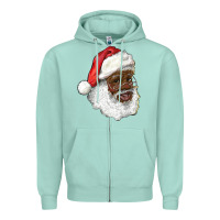 Seafoam african american santa Zipper Hoodie - RanaPortraitStore