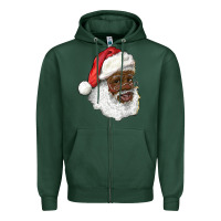 Sports Green african american santa Zipper Hoodie - RanaPortraitStore