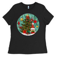 Black christmas tree and gnome Ladies Tee - BundleAndBundleShop