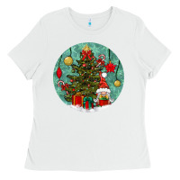 White christmas tree and gnome Ladies Tee - BundleAndBundleShop