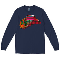 Navy Christmas Cowboy Long Sleeve Tee - CowhideDigitalArt