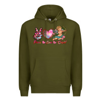 Army Green peace love cupid Premium Hoodie - RanaPortraitStore