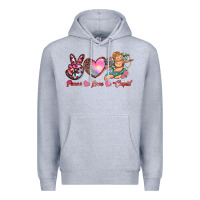Heather Grey peace love cupid Premium Hoodie - RanaPortraitStore