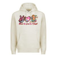 Oatmeal Heather peace love cupid Premium Hoodie - RanaPortraitStore