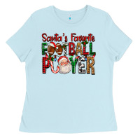Baby Blue Santa's Favorite Football Player For Christmas Ladies Tee - FaDigitalArtStudio