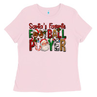 Bubblegum Pink Santa's Favorite Football Player For Christmas Ladies Tee - FaDigitalArtStudio