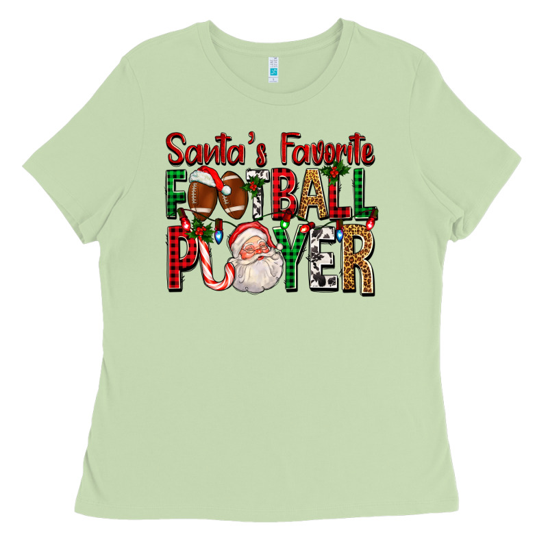 Santa's Favorite Football Player For Christmas Ladies Tee by FaDigitalArtStudio | Teevron