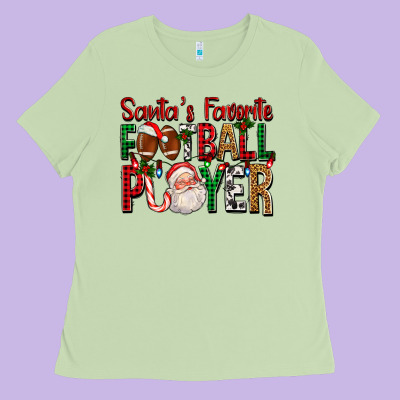 Santa's Favorite Football Player For Christmas Ladies Tee Designed By Fadigitalartstudio