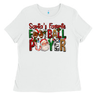 White Santa's Favorite Football Player For Christmas Ladies Tee - FaDigitalArtStudio